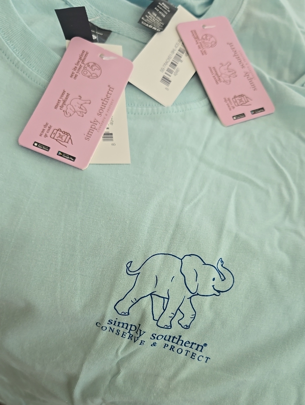 NWT Simply Southern Seashell Elephant Tracker T-shirt Blue - Picture 5 of 6